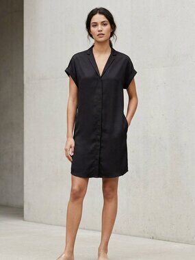 Scotch & Soda Black Casual Short Sleeve Shirt Dress Straight Cut